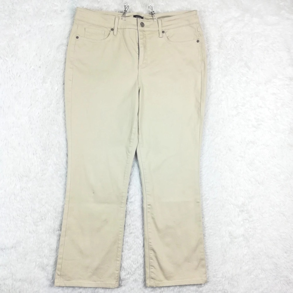 NYDJ Womens Jeans Marilyn Straight‎ Leg Khaki High Rise Lift Tuck 14
